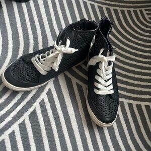 Black/White Lace High Top Sneakers